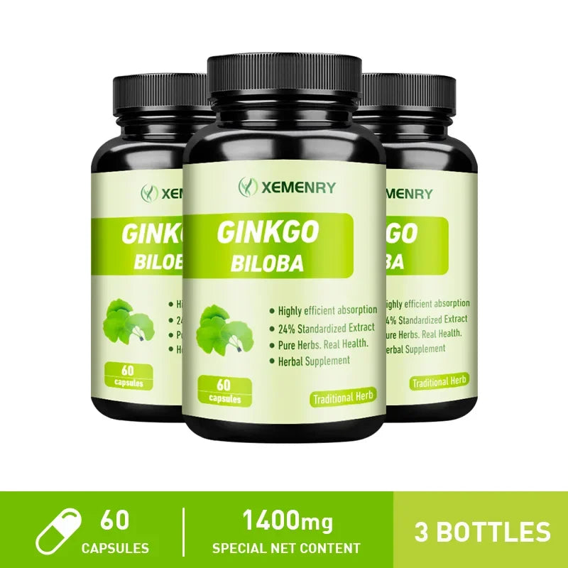 Xemenry Ginkgo Biloba Capsules – Daily Brain & Cognitive Health Supplement for Focus & Memory Support