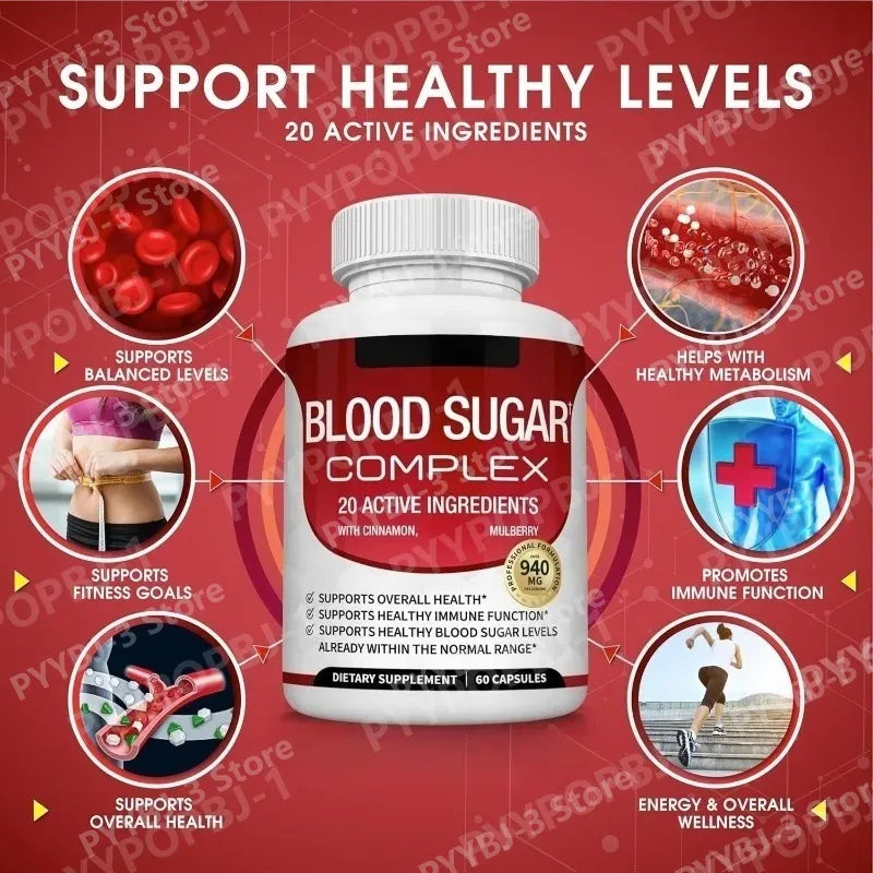 Blood Sugar Support Capsules with Mulberry – Metabolic Wellness Supplement, 60 Capsules