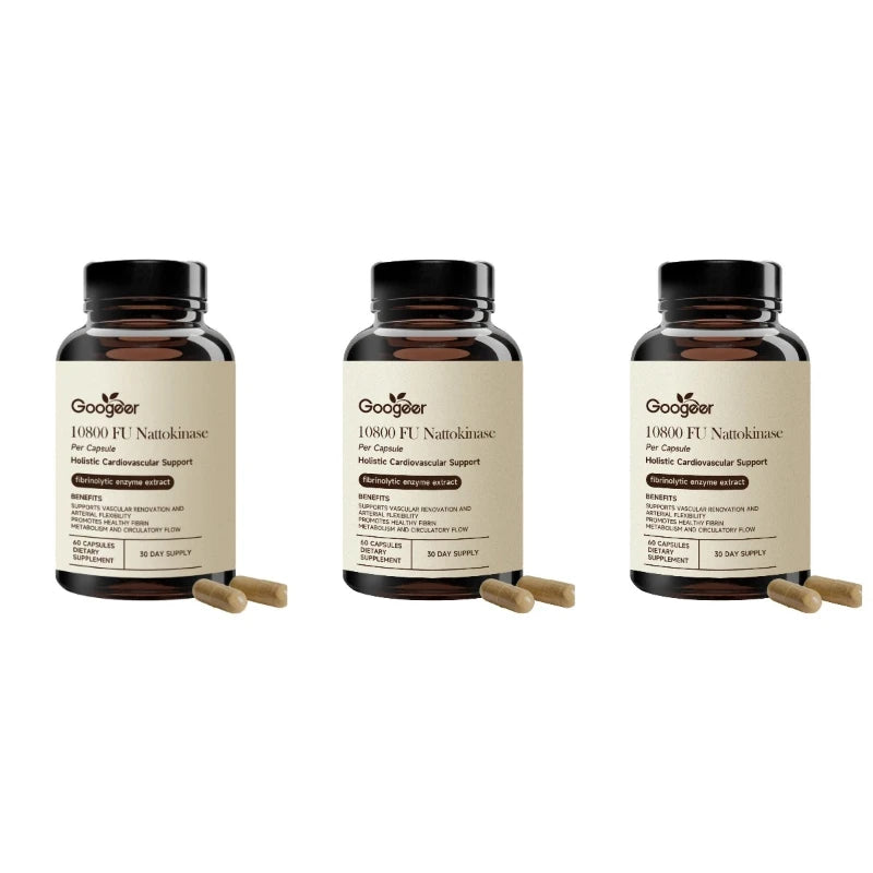 Nattokinase 10,800 FU Capsules with CoQ10 and Garlic Extract – 60 Capsules