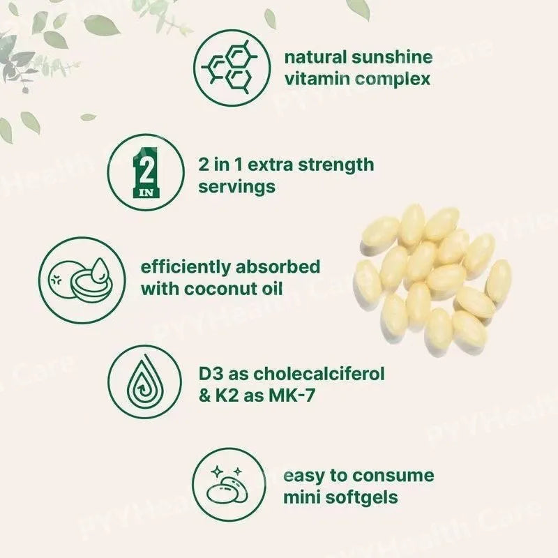 Vitamin D3 10,000 IU + K2 MK-7 200 mcg Softgels with Coconut Oil – Vitamin D & K Supplement