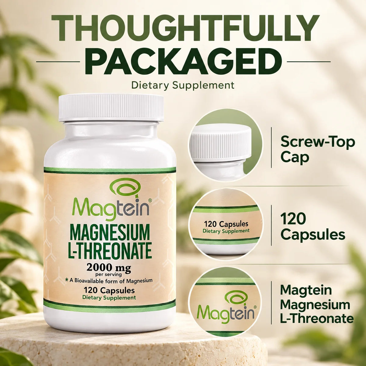Magnesium L-Threonate Capsules – Cognitive Wellness Support, 120 Vegetarian Capsules