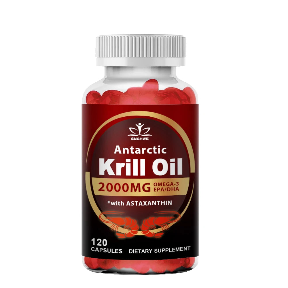 SNGHWE Krill Oil 2000mg Omega-3 Capsules – EPA, DHA & Astaxanthin for Heart, Brain & Joint Support