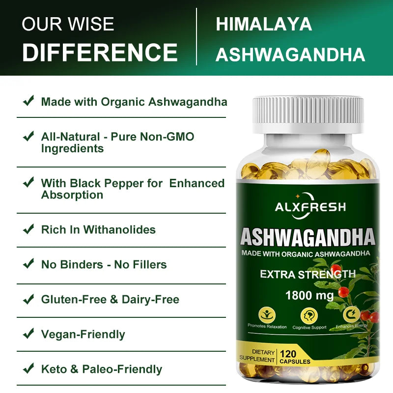 ALXFRESH Ashwagandha Capsules – Daily Stress & Wellness Support Supplement