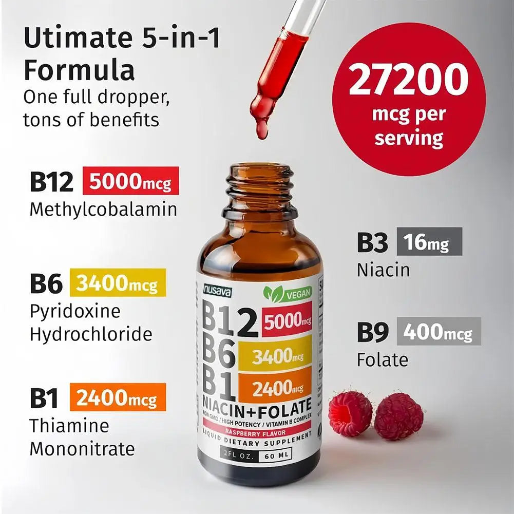 BIYODE Vitamin B12 B6 & B1 Liquid Drops – Triple Absorption Energy & Nervous System Support