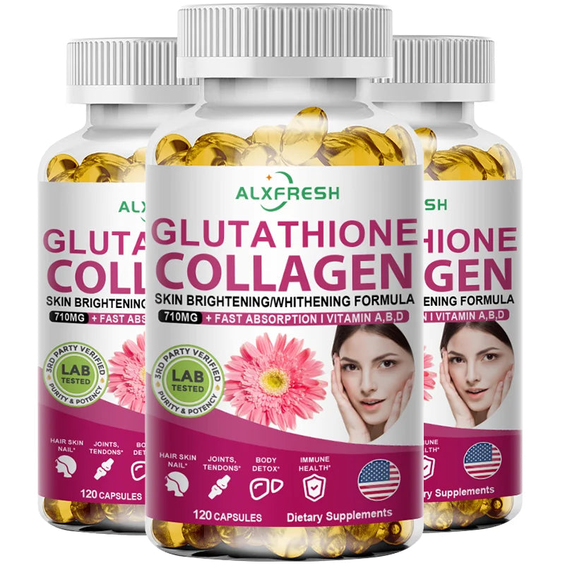 ALXFRESH Collagen, Glutathione & Vitamin C Capsules – Skin, Hair & Nail Support Supplement