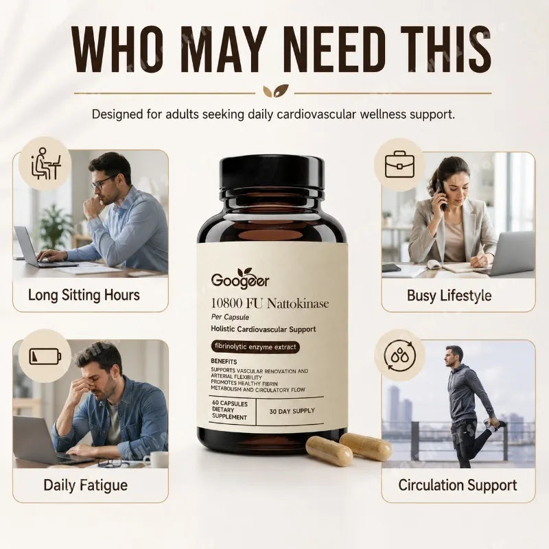 Nattokinase 10,800 FU Capsules with CoQ10 and Garlic Extract – 60 Capsules