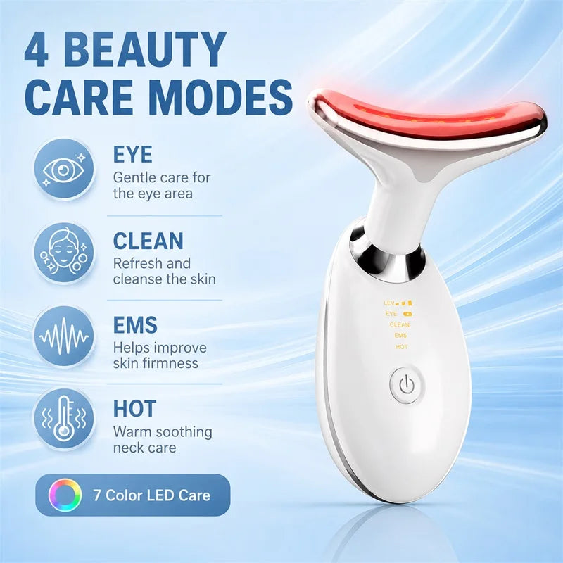 LED Face & Neck Massager – EMS, Vibration & Warm Therapy Skincare Device