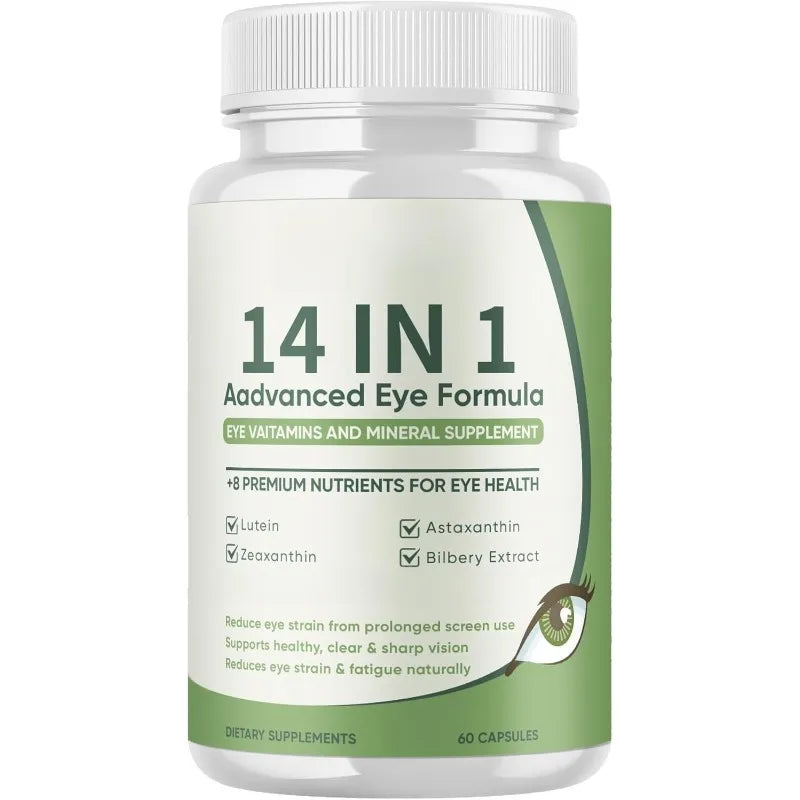 14-in-1 Eye Health Supplement Capsules – Astaxanthin, Lutein & Zeaxanthin for Daily Eye Wellness