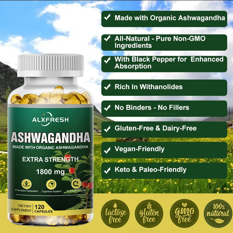 ALXFRESH Ashwagandha Capsules – Daily Stress & Wellness Support Supplement