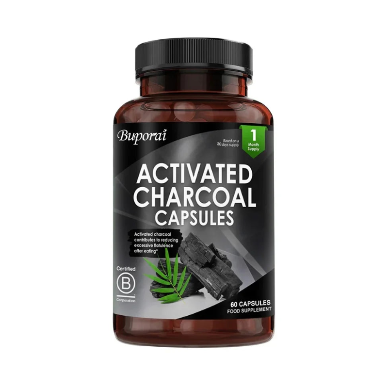 PSLALAE Activated Charcoal Capsules – Natural Detox Supplement for Gut Health, Gas & Bloating Relief