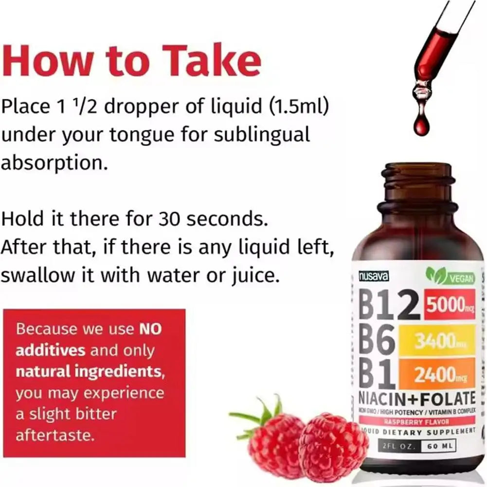 BIYODE Vitamin B12 B6 & B1 Liquid Drops – Triple Absorption Energy & Nervous System Support