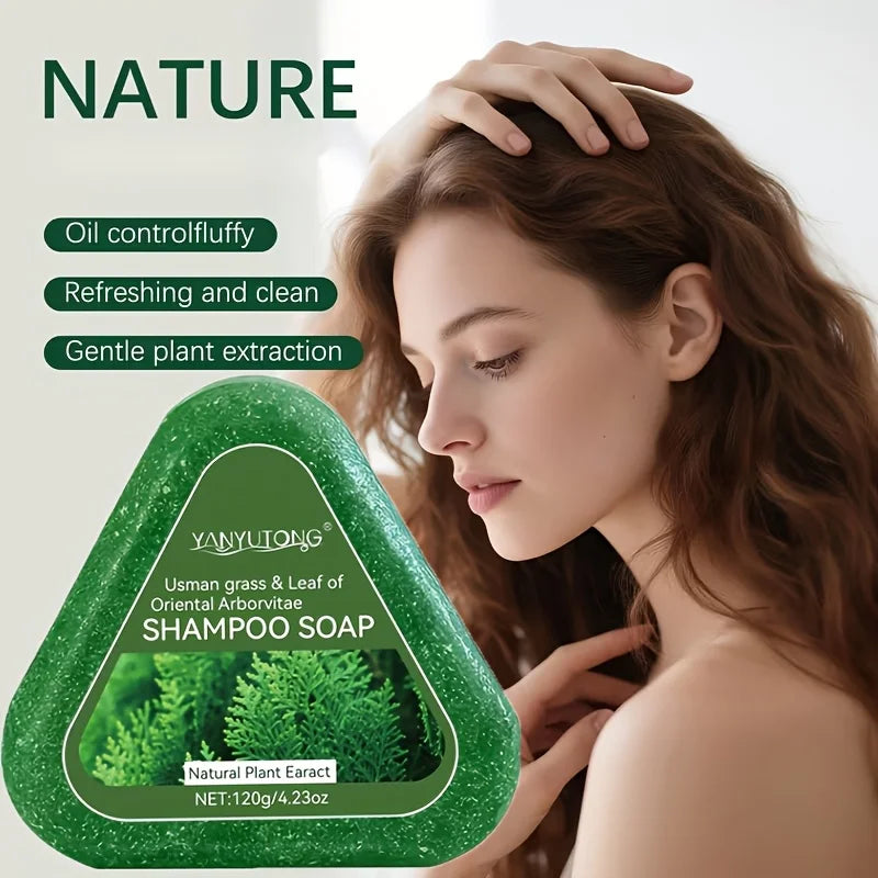 Usman Grass & Platycladus Herbal Shampoo Bar – Natural Shampoo Soap for Healthy Hair & Scalp Care 120g
