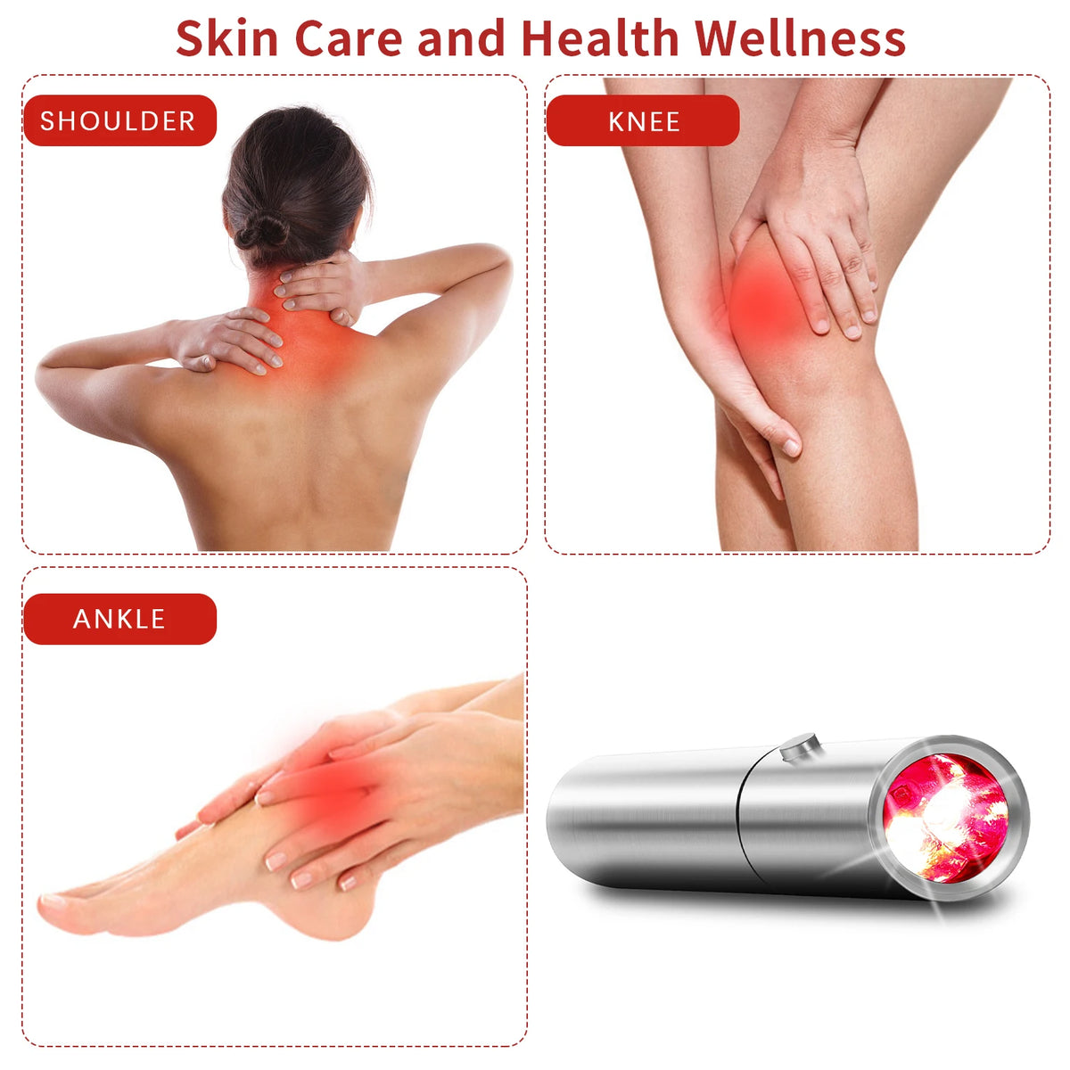 Portable Red & Near-Infrared LED Light Therapy Torch – 630nm, 660nm & 850nm Handheld Device