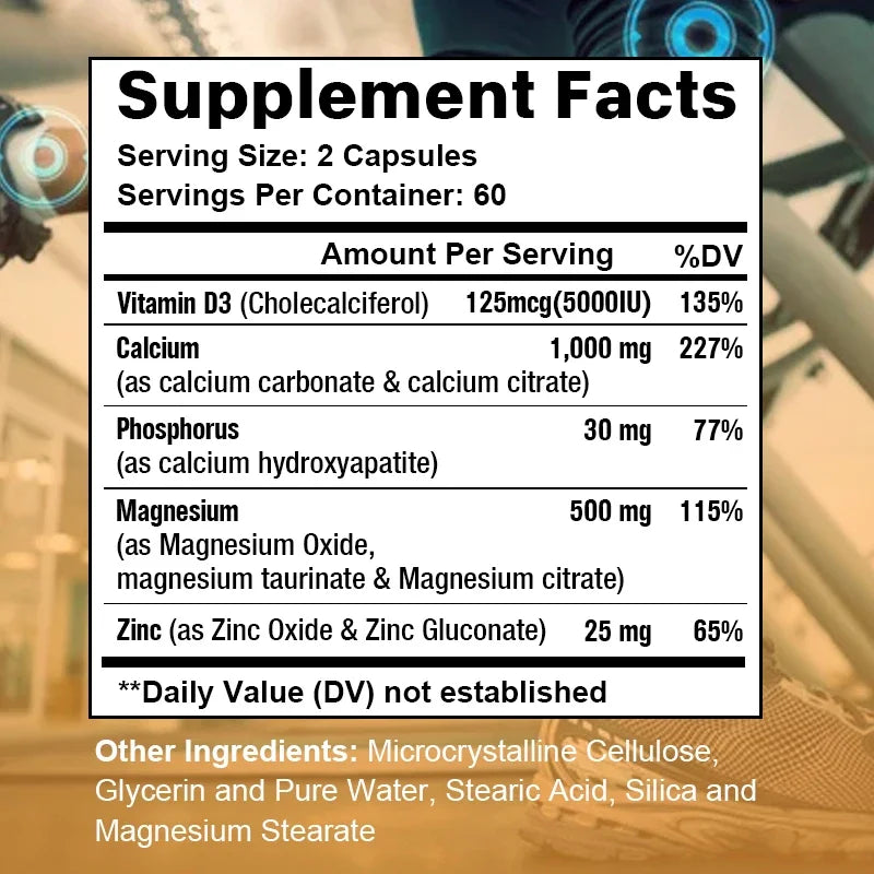 DAITEA Calcium Magnesium Zinc with Vitamin D3 Capsules – Daily Bone, Teeth & Immune Support