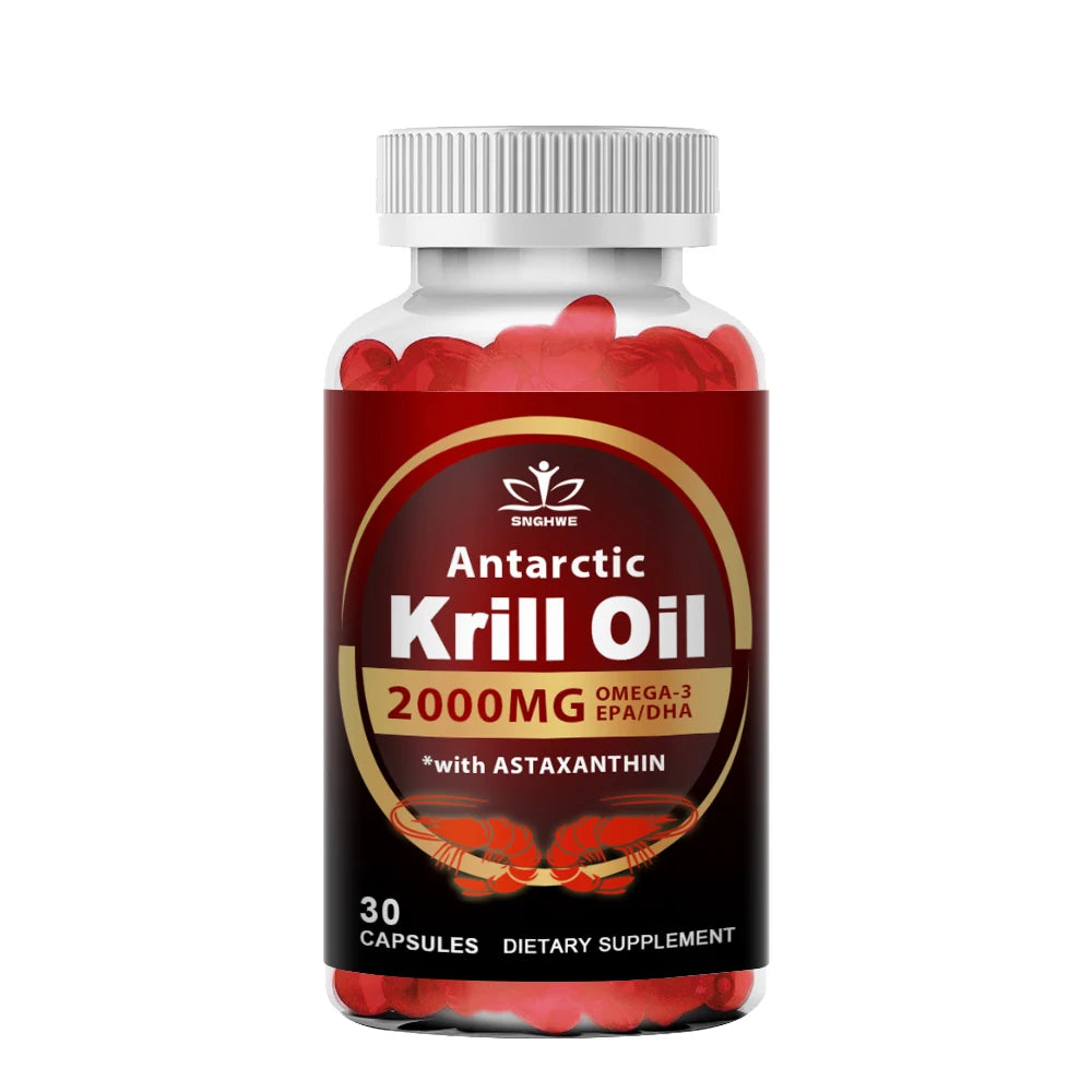 SNGHWE Krill Oil 2000mg Omega-3 Capsules – EPA, DHA & Astaxanthin for Heart, Brain & Joint Support