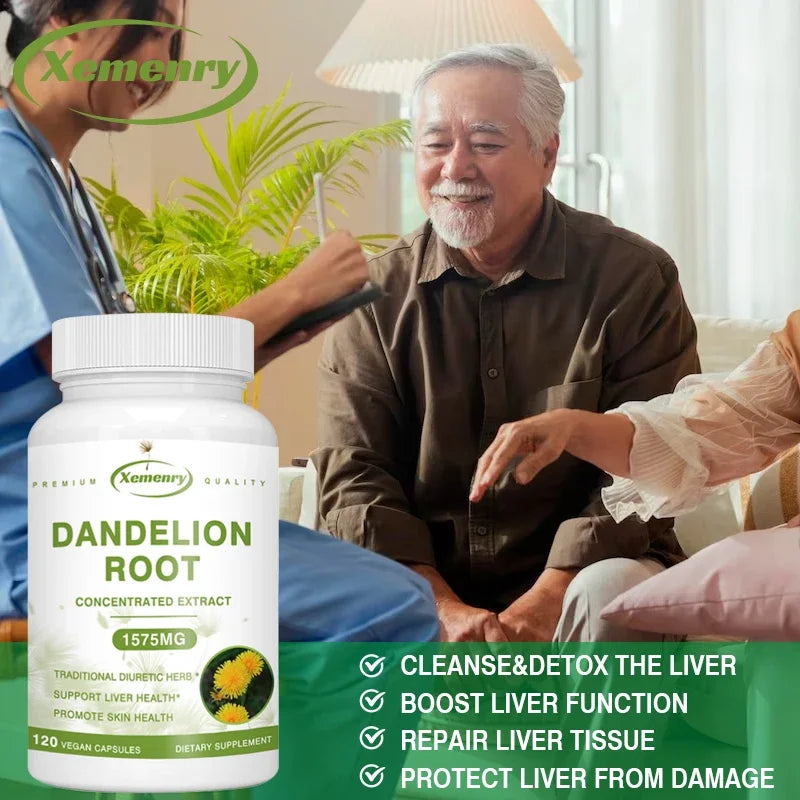 Xemenry Organic Dandelion Root Extract 1575mg Capsules – Daily Liver, Urinary & Immune Support