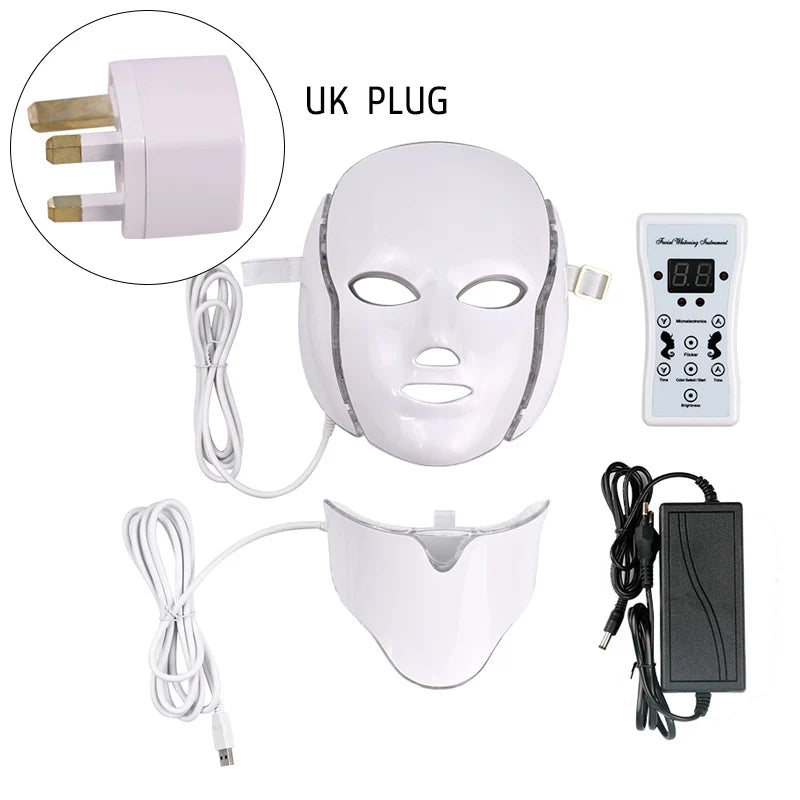 7-Color LED Face & Neck Therapy Mask – 192 LEDs, Facial Skincare Device
