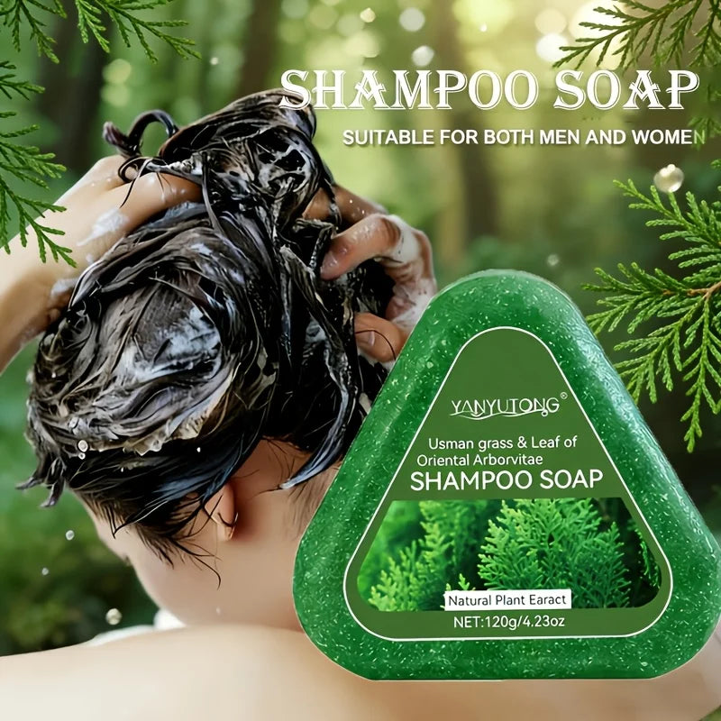 Usman Grass & Platycladus Herbal Shampoo Bar – Natural Shampoo Soap for Healthy Hair & Scalp Care 120g