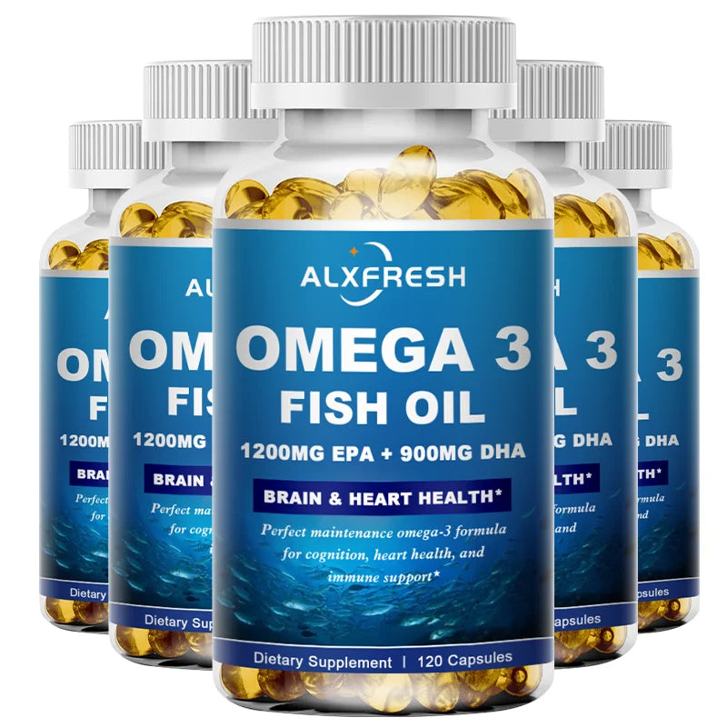 ALXFRESH Wild Caught Omega-3 Fish Oil Softgels – High EPA & DHA Daily Dietary Supplement