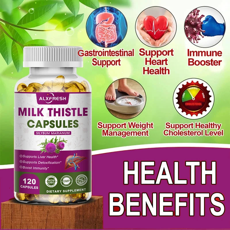 ALXFRESH Milk Thistle Capsules – Liver Health & Antioxidant Daily Wellness Supplement