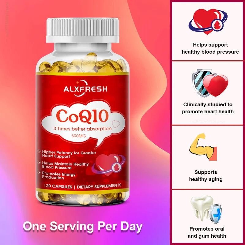 ALXFRESH CoQ10 300mg Capsules – Cellular Energy & Heart Health Daily Supplement