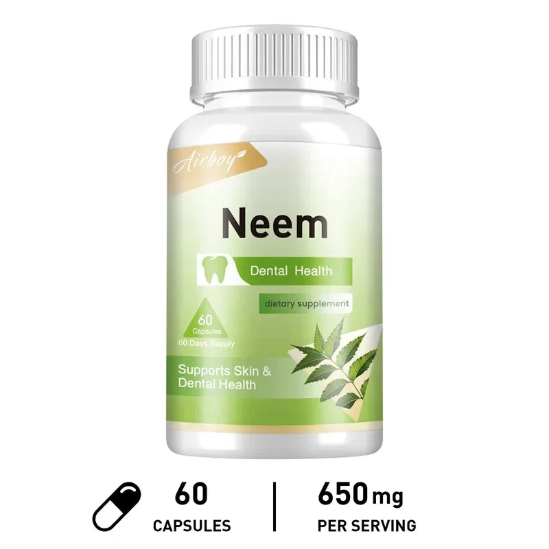 Neem Leaf Capsules – Organic Antioxidant, Immune, Skin & Digestive Health Support
