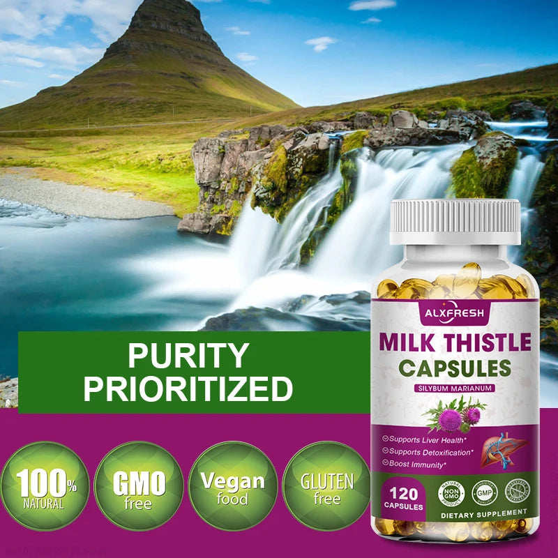 ALXFRESH Milk Thistle Capsules – Liver Health & Antioxidant Daily Wellness Supplement