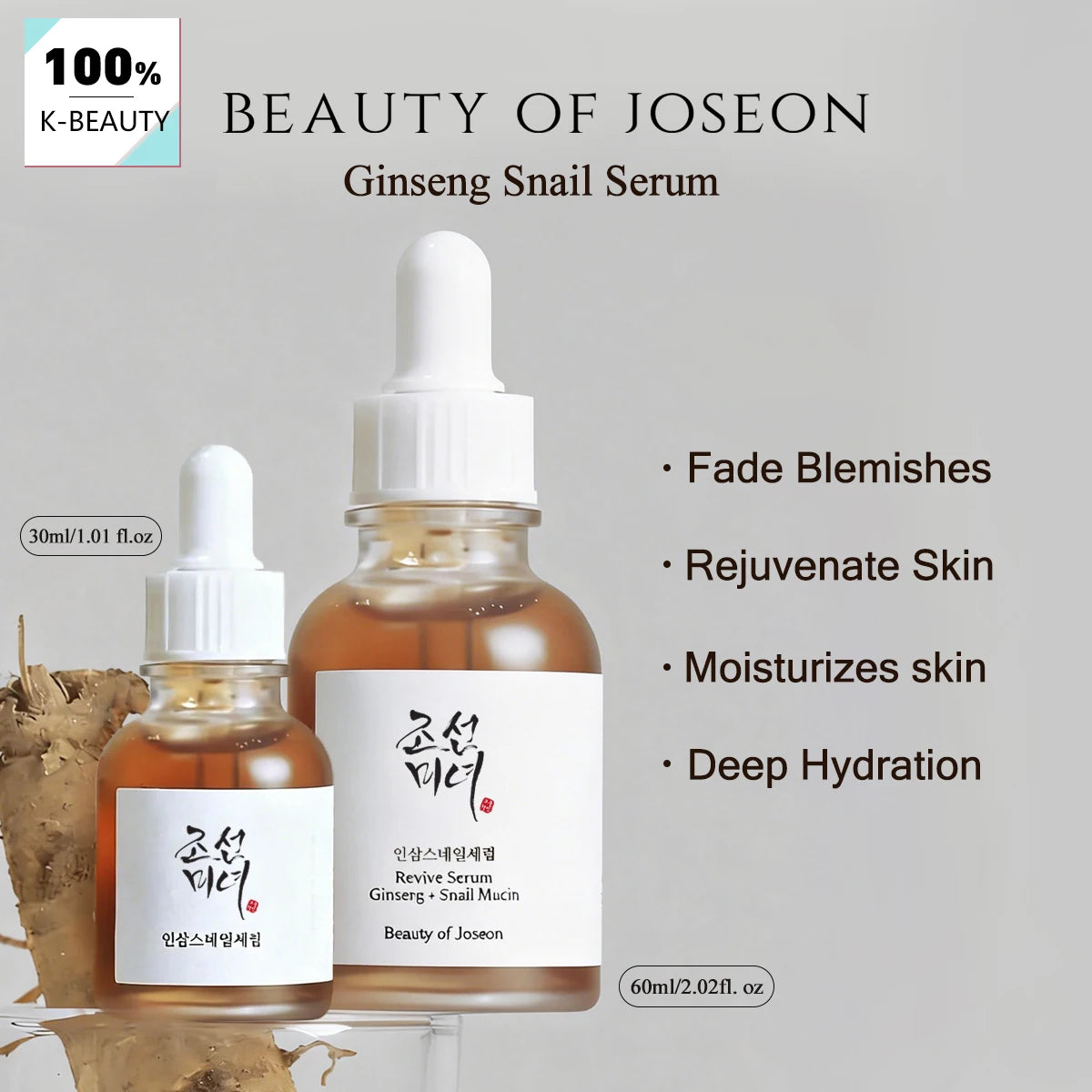 BEAUTY OF JOSEON Revive Serum – Ginseng & Snail Mucin, Hydrating Facial Serum 30ml
