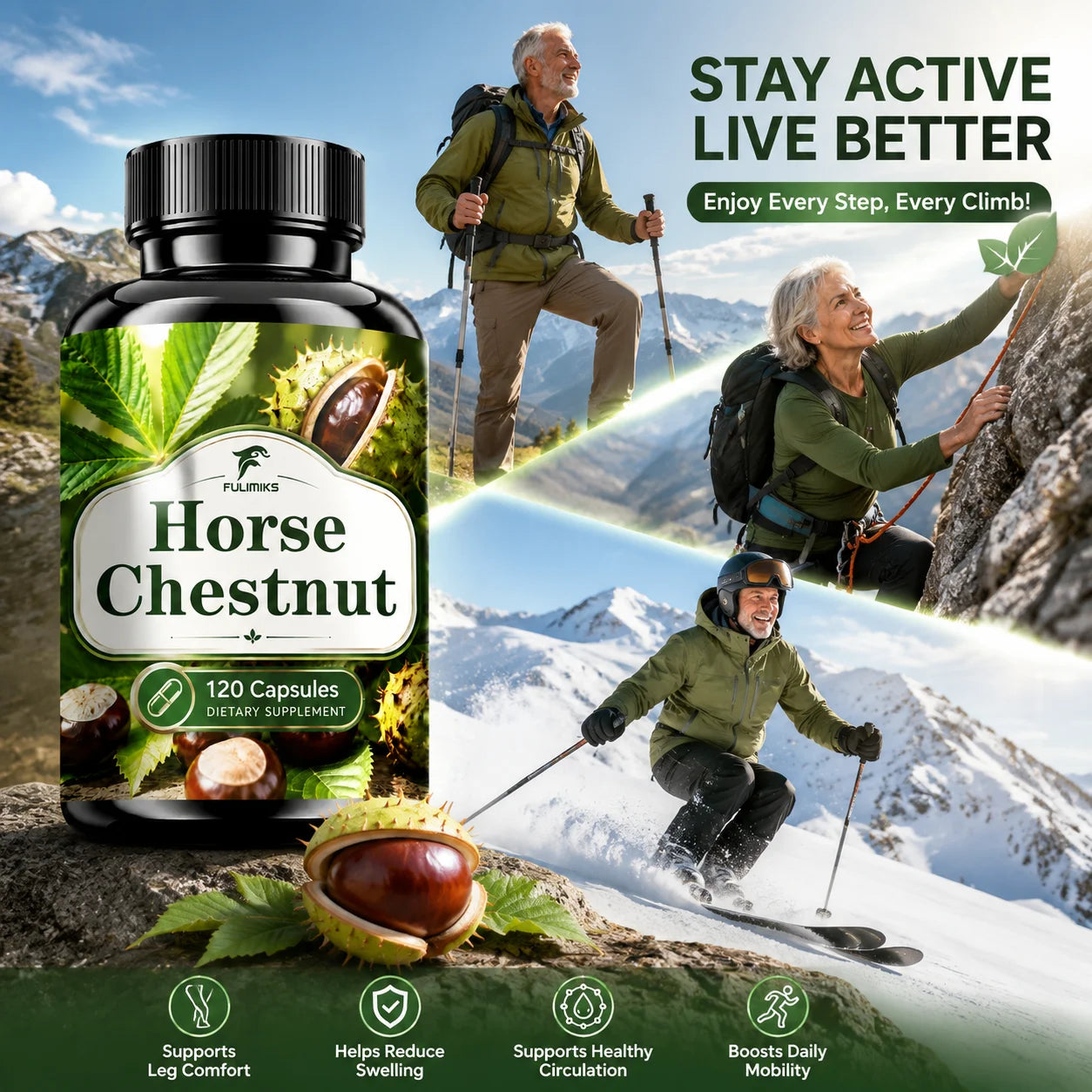Horse Chestnut Supplement with Rutin & L-Arginine – Healthy Veins & Circulation Support