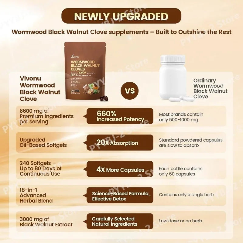 Wormwood, Black Walnut & Clove Herbal Capsules – 18-in-1 Blend with Pumpkin Seed, 240 Capsules