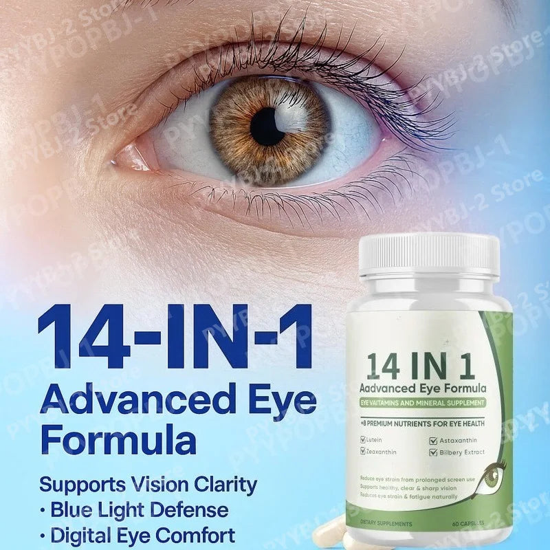 14-in-1 Eye Health Supplement Capsules – Astaxanthin, Lutein & Zeaxanthin for Daily Eye Wellness