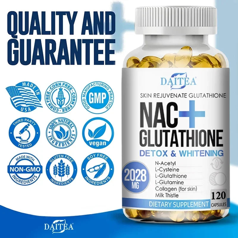 DAITEA NAC + Glutathione Capsules – Antioxidant & Daily Cellular Wellness Supplement