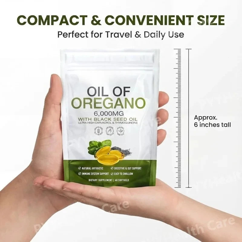 Oregano Oil & Black Seed Oil Softgels – Daily Immune & Digestive Health Support
