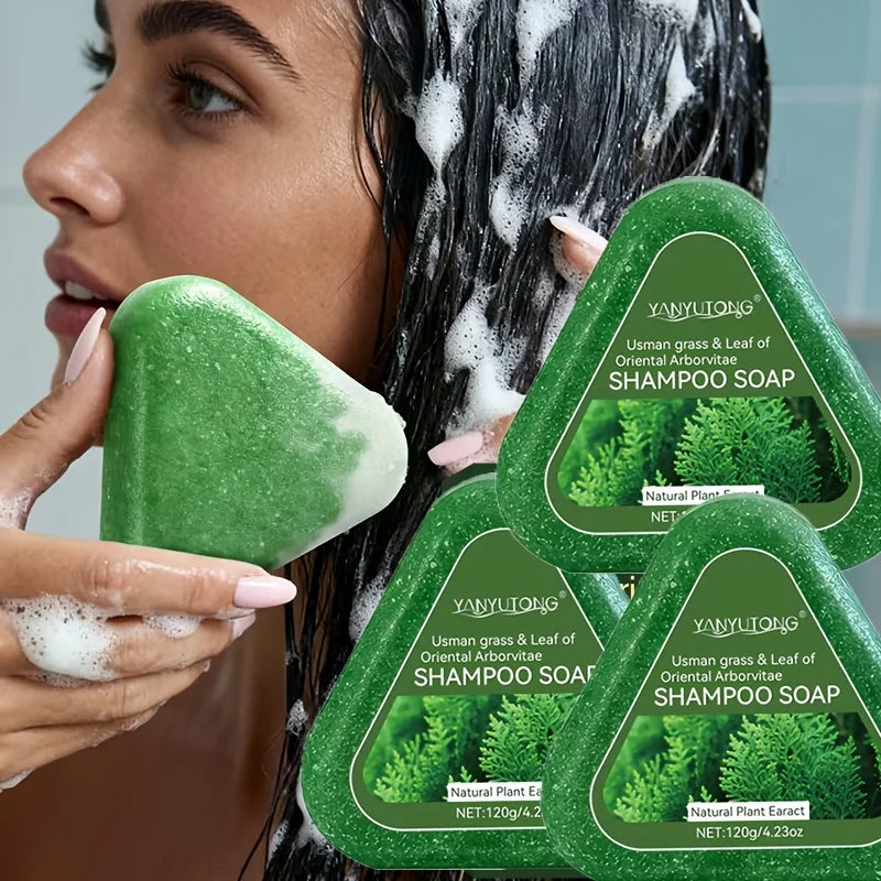 Usman Grass & Platycladus Herbal Shampoo Bar – Natural Shampoo Soap for Healthy Hair & Scalp Care 120g