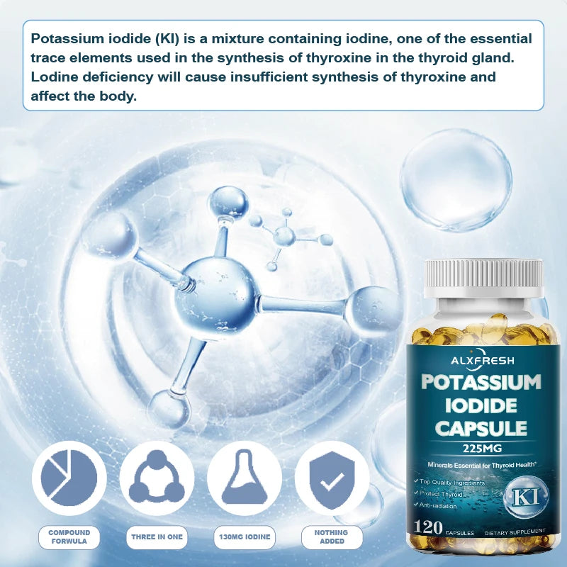 ALXFRESH Potassium Iodide Capsules – Thyroid Health & Daily Wellness Supplement