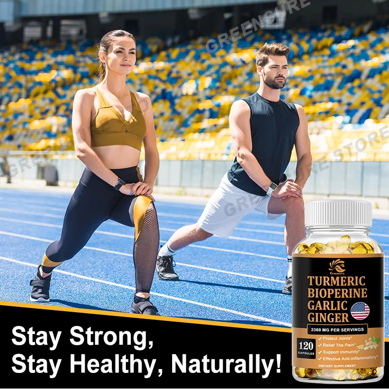 Turmeric, Ginger & Garlic Capsules with Black Pepper – Herbal Wellness Supplement, 60/120 Capsules
