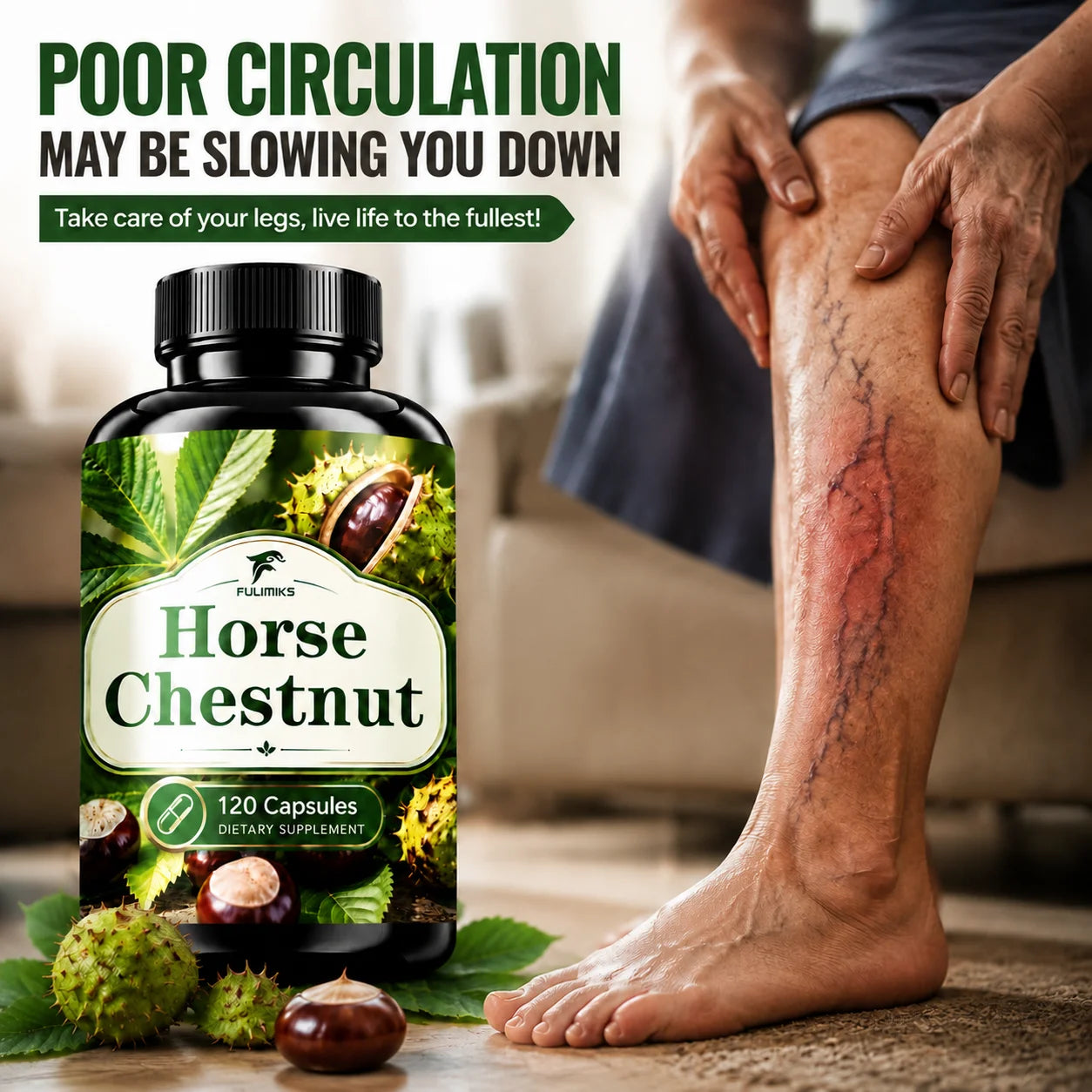 Horse Chestnut Supplement with Rutin & L-Arginine – Healthy Veins & Circulation Support