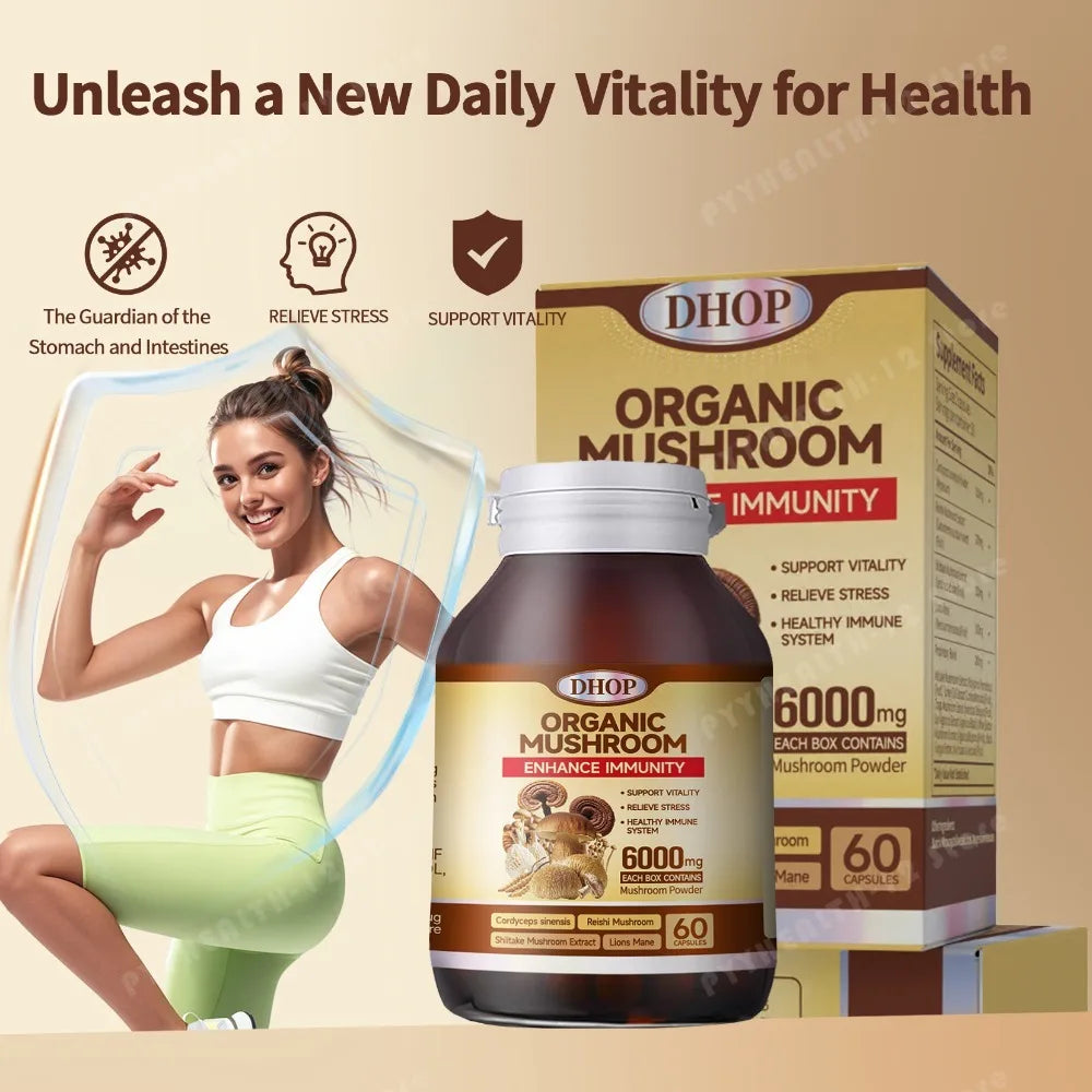 Mushroom Complex Capsules – Cordyceps, Reishi, Shiitake & Lion’s Mane Blend, 60 Capsules