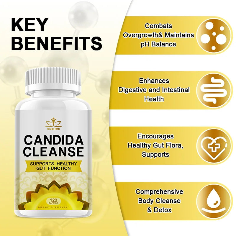 Candida Cleanse Complex with Probiotics, Digestive Enzymes & Herbal Formula – Gut Health, Digestive & Immune Support
