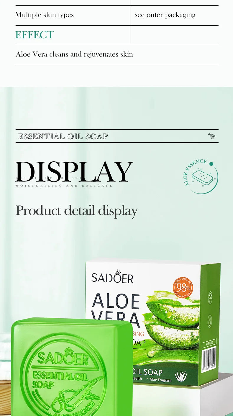 Aloe Vera Natural Facial Cleansing Soap – Handmade Essential Oil Face & Body Cleanser 100g