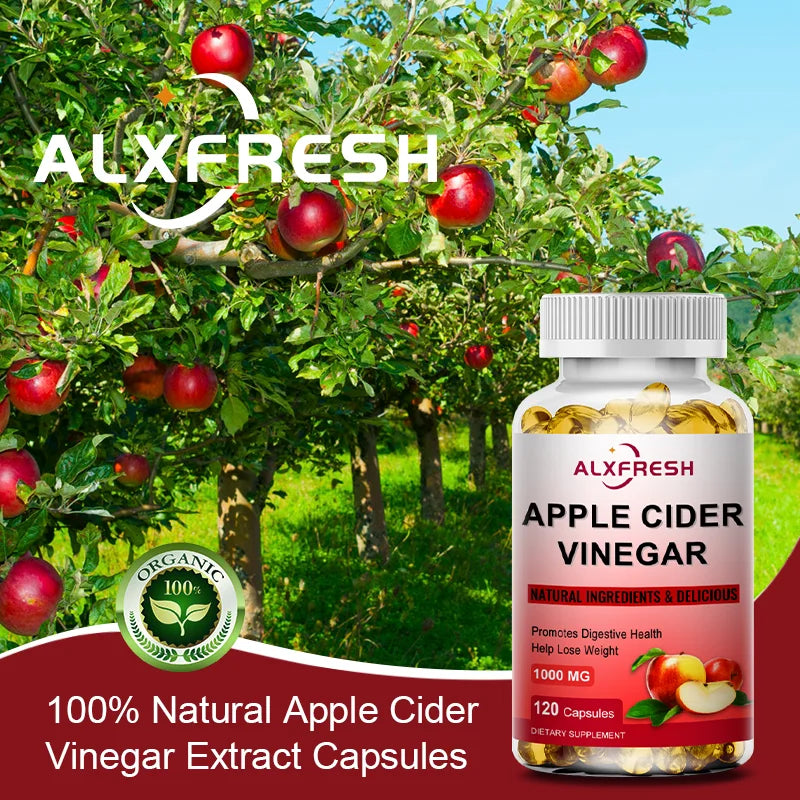 ALXFRESH Apple Cider Vinegar 1000mg Capsules – Digestive Health & Daily Wellness Supplement