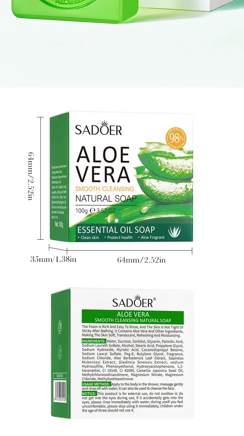 Aloe Vera Natural Facial Cleansing Soap – Handmade Essential Oil Face & Body Cleanser 100g