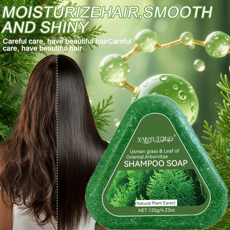 Usman Grass & Platycladus Herbal Shampoo Bar – Natural Shampoo Soap for Healthy Hair & Scalp Care 120g
