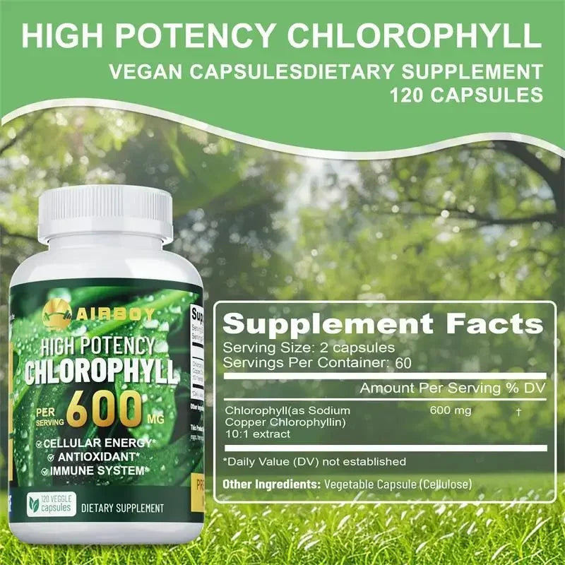 XEMENRY Chlorophyll 600mg Capsules – Daily Immune, Energy & Natural Freshness Support