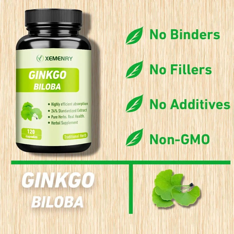 Xemenry Ginkgo Biloba Capsules – Daily Brain & Cognitive Health Supplement for Focus & Memory Support