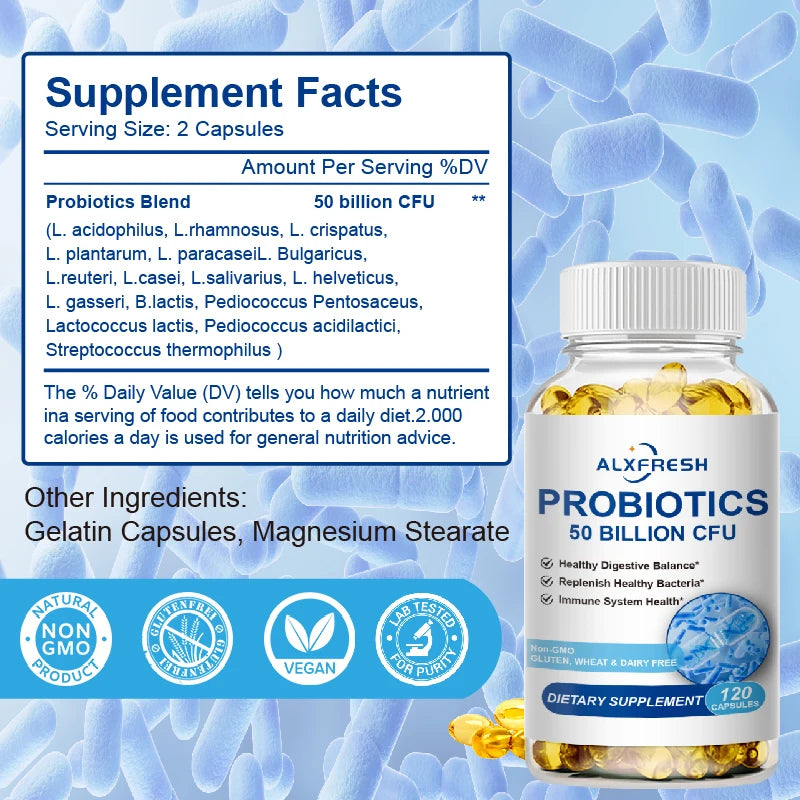 ALXFRESH Probiotic Capsules – Daily Digestive Health & Gut Wellness Supplement
