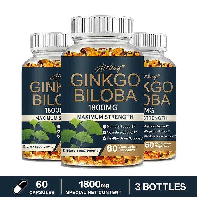 Ginkgo Biloba Capsules – Herbal Antioxidant Supplement, Memory & Cognitive Wellness