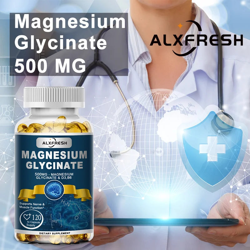 Magnesium Glycinate Supplement with Zinc, Vitamin D3 & Vitamin B6 – Muscle, Bone, Nervous System & Immune Support