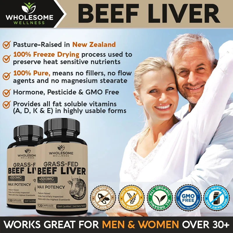 Grass Fed Beef Liver Capsules – New Zealand Freeze-Dried Liver for Energy, Iron, Heart, Brain & Immune Support