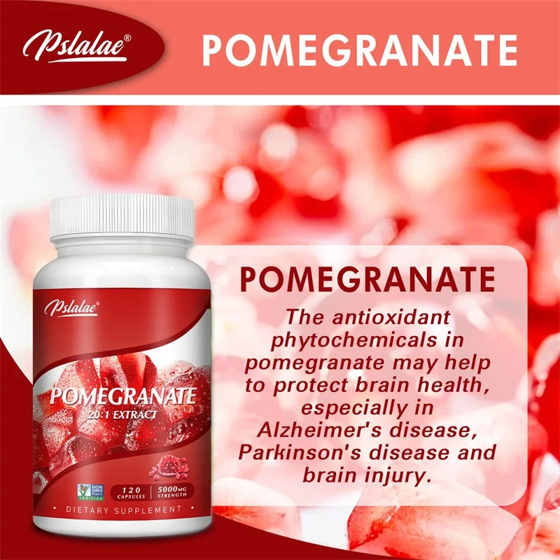 PSLALAE Pomegranate Fruit Extract Capsules – Daily Antioxidant, Immune & Heart Health Support